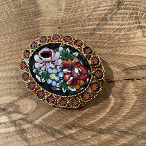 Multicoloured Micro Mosaic Brooch