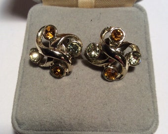 Jewelcraft Rhinestone Clip On Earrings