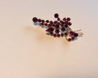 Stunning Red Rhinestone Brooch
