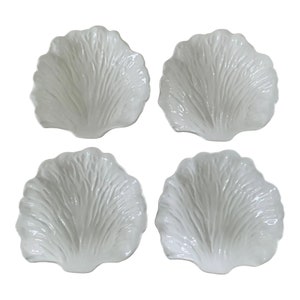 White Porcelain Cabbage Plates, Set of Four