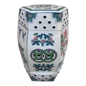 Chinoiserie Porcelain Garden Stool or Side Table