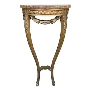 Louis XVI French Provincial Neoclassical Gilt Wood Marble Top Table