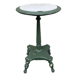 Antique American Victorian Round Marble ToP Side Table, Late 19th Century