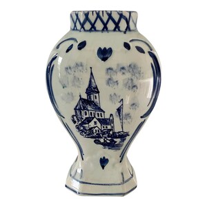 Delft Hand Painted Blue and White Porcelain Vase
