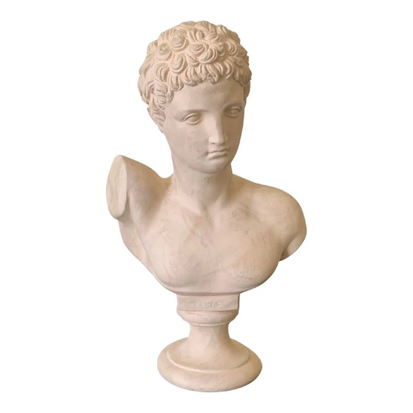 Vintage Classical Plaster Male Bust of Hermes Sculpture