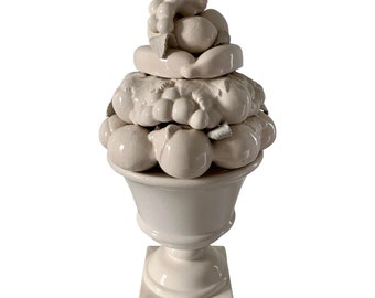 Mitte des 20. Jahrhunderts weiß glasierte Keramik Obst Topiary