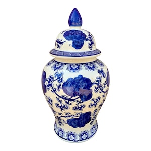 Chinoiserie Blaue und Weiße Porzellan Ginger Dose
