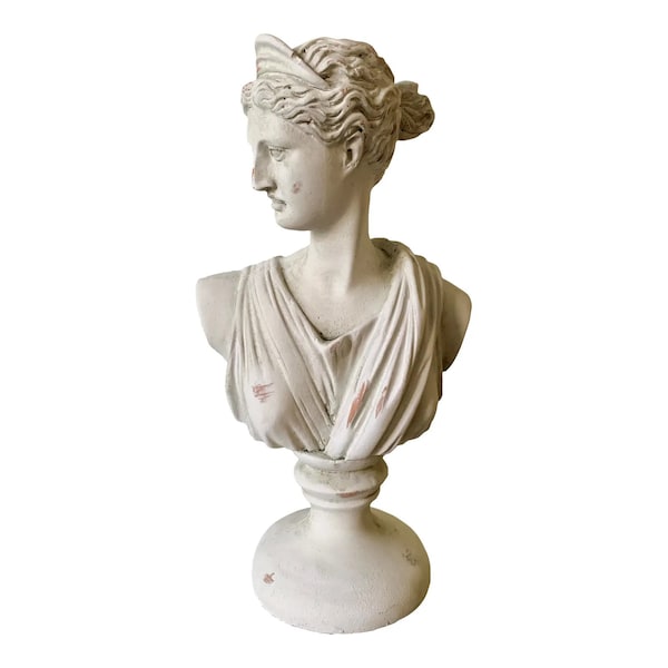 Classical Plaster Bust of Goddess Diana Sculpture