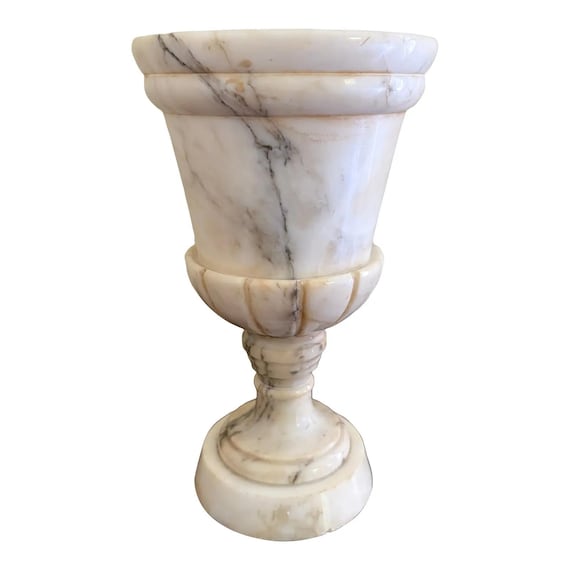 Antique Marble Vase Urn, Italian Stone Vessel, Neoclassical Marble Decor, French Country Mantel Vase, Classical Pedestal Urn