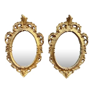 Italian Florentine Baroque Gold Giltwood Wall Mirrors, Pair