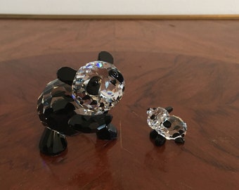 Swarovski Crystal Mother and Baby Pandas