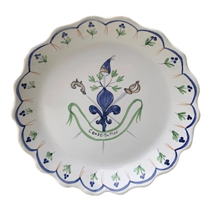 Vintage French Revolution Faience Scalloped Edge Plate by Casafina