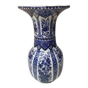 Delfts Royal Sphinx by Boch Blue and White Porcelain Vase