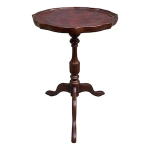 Vintage Georgian Embossed Red Leather Top Mahogany Side Table