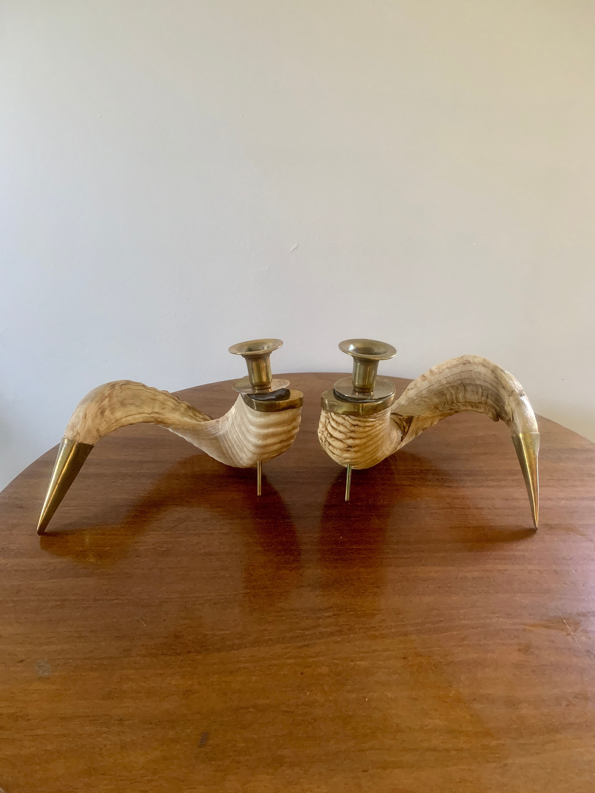 Mid20th Century Rams Horn Candle Holders Pair Etsy UK