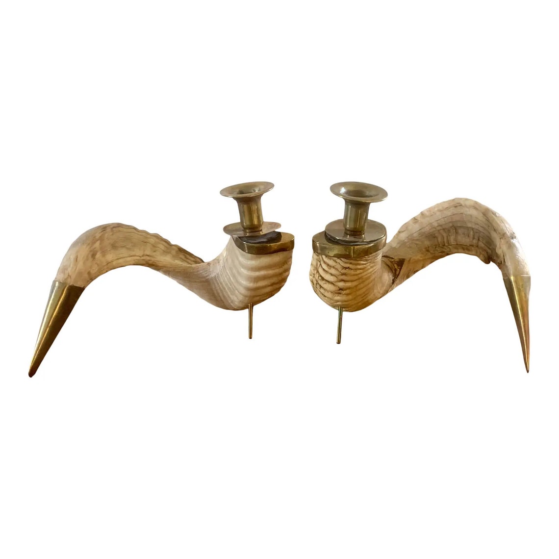 Mid20th Century Rams Horn Candle Holders Pair Etsy UK