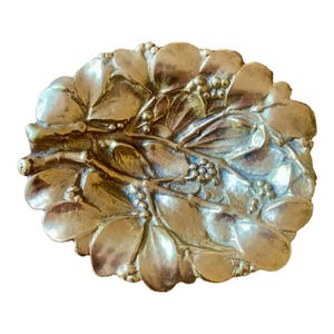 Vintage English Country Cast Messing MIstletoe Blatt Schüssel oder Catchall