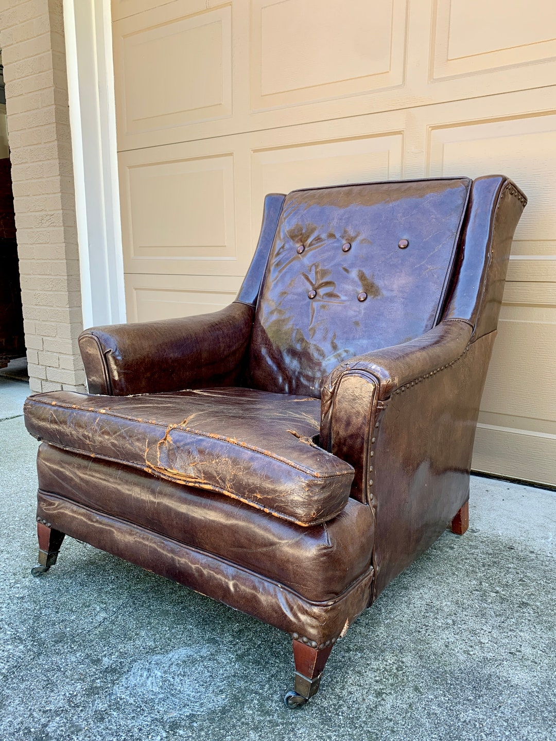 Art Deco English Leather Club Chair Etsy