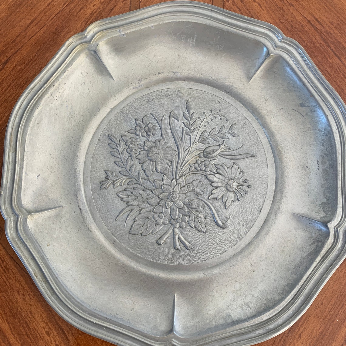 Mid 20th Century Pewter Wall Plate Etsy