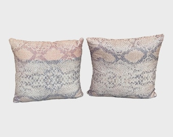 Faux Snakeskin Throw Pillows, Pair