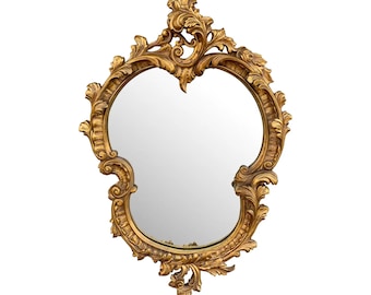 Louis XV Cartouche Rococo Baroque Gilt Wood Mirror