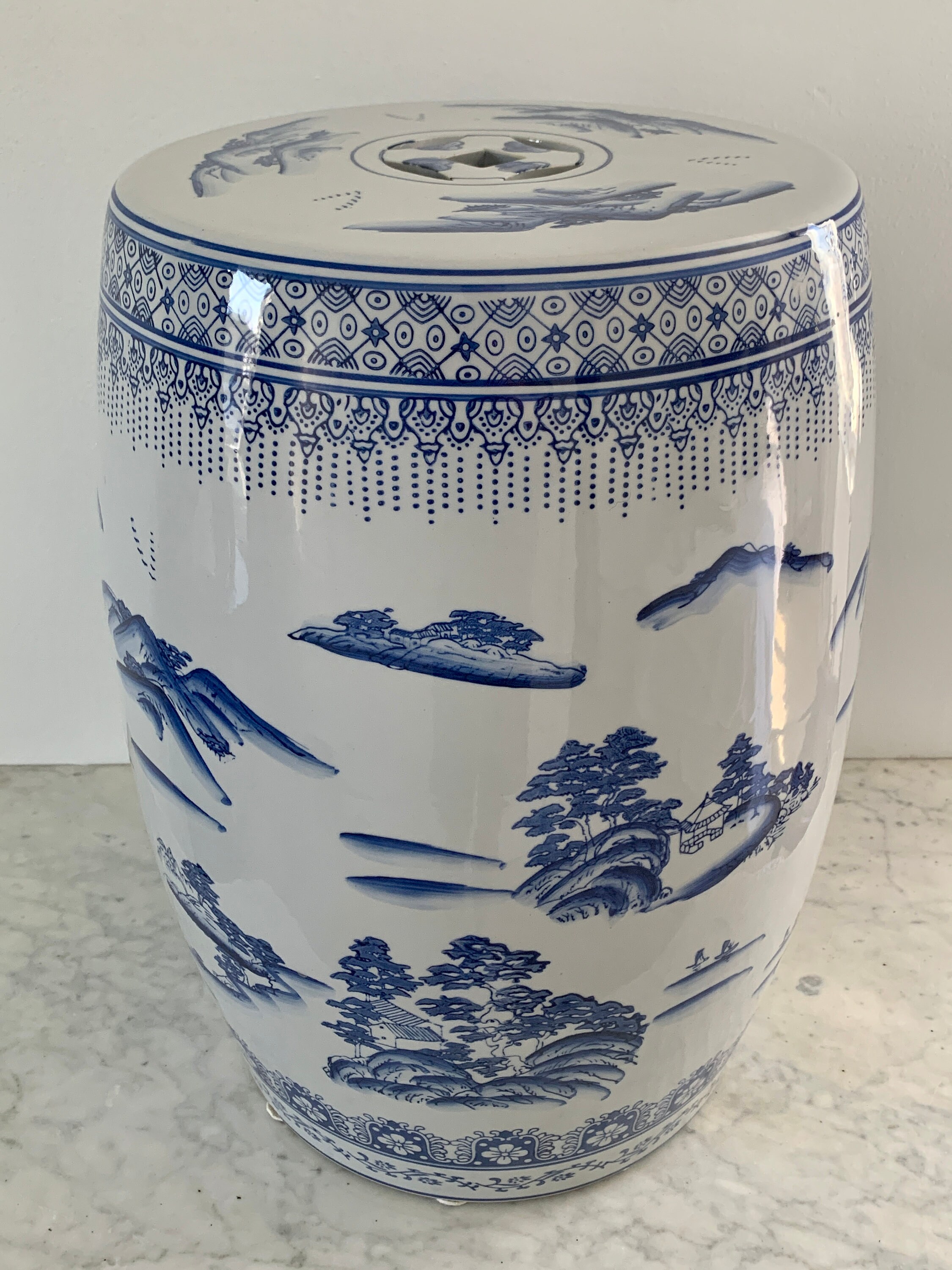 Chinoiserie Blue and White Porcelain Garden Stool - Etsy