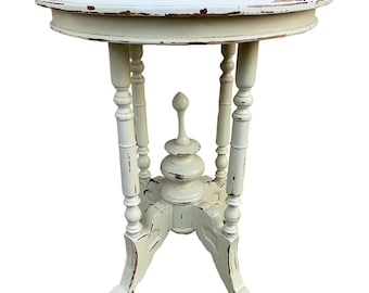 American Victorian Round Painted Walnut Side Table, Late 20th Century