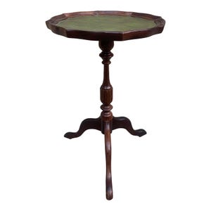 Vintage Georgian Embossed Green Leather Top Mahogany Side Table