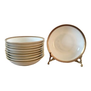 Antique German Greek Key Rimmed Berry Bowls by Kpm, 1920s