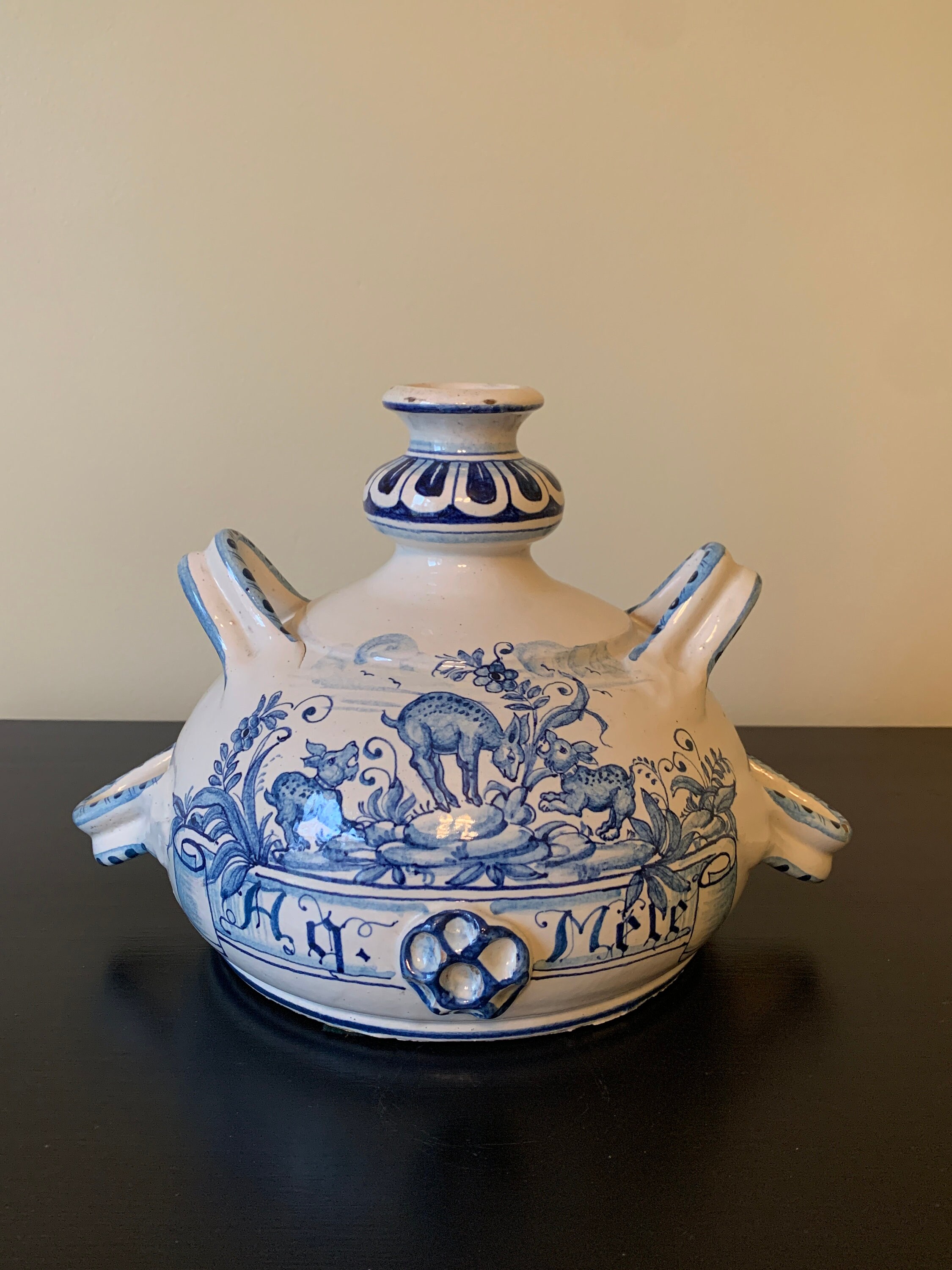 Vintage Italian Hand Painted Blue and White Faience Pottery Jug Vase - Etsy