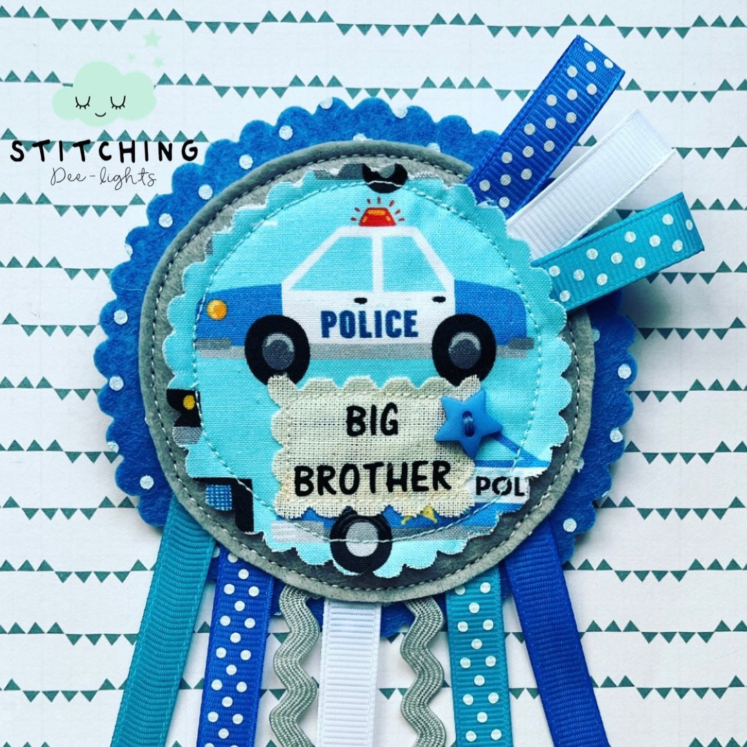 Big Brother Police Rosette, Sibling Gift, Big Brother Rosette Badge