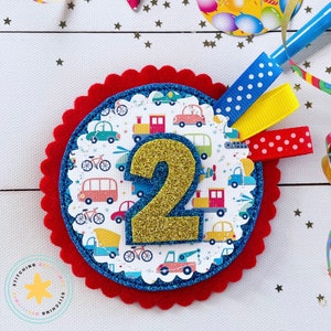 Vehicles Birthday Badge, Birthday party badge, Personalised birthday badge, Kids Birthday Badge, Transport Badge, Bus Badge