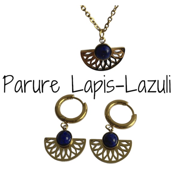 Parure Aztèque Lapis Lazuli : Boucles d'oreilles et collier