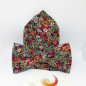 Floral coordinated bow tie and handkerchief, gift ideas for men, accessories for men, for him, original accessories, floral bow tie