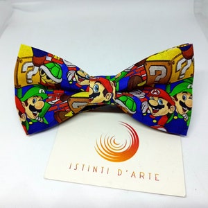 Papillon uomo/bambino super mario, idea regalo per uomo, accessori per uomo, papillon super mario, papillon da uomo o da bambino, mario immagine 1