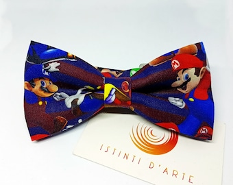 Papillon uomo o bambino super mario, idea regalo per uomo, accessori per uomo, papillon super mario, papillon da uomo o da bambino, mario