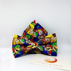 Koordinierte Super-Mario-Fliege und Einstecktuch, Geschenkideen für Männer, Accessoires für Männer, originelle Accessoires, Super Mario, Mario und Luigi