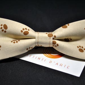 Brown Handmade bow tie for men with small paws