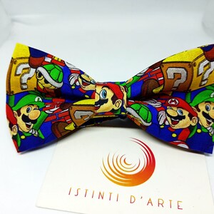 Papillon uomo/bambino super mario, idea regalo per uomo, accessori per uomo, papillon super mario, papillon da uomo o da bambino, mario immagine 2