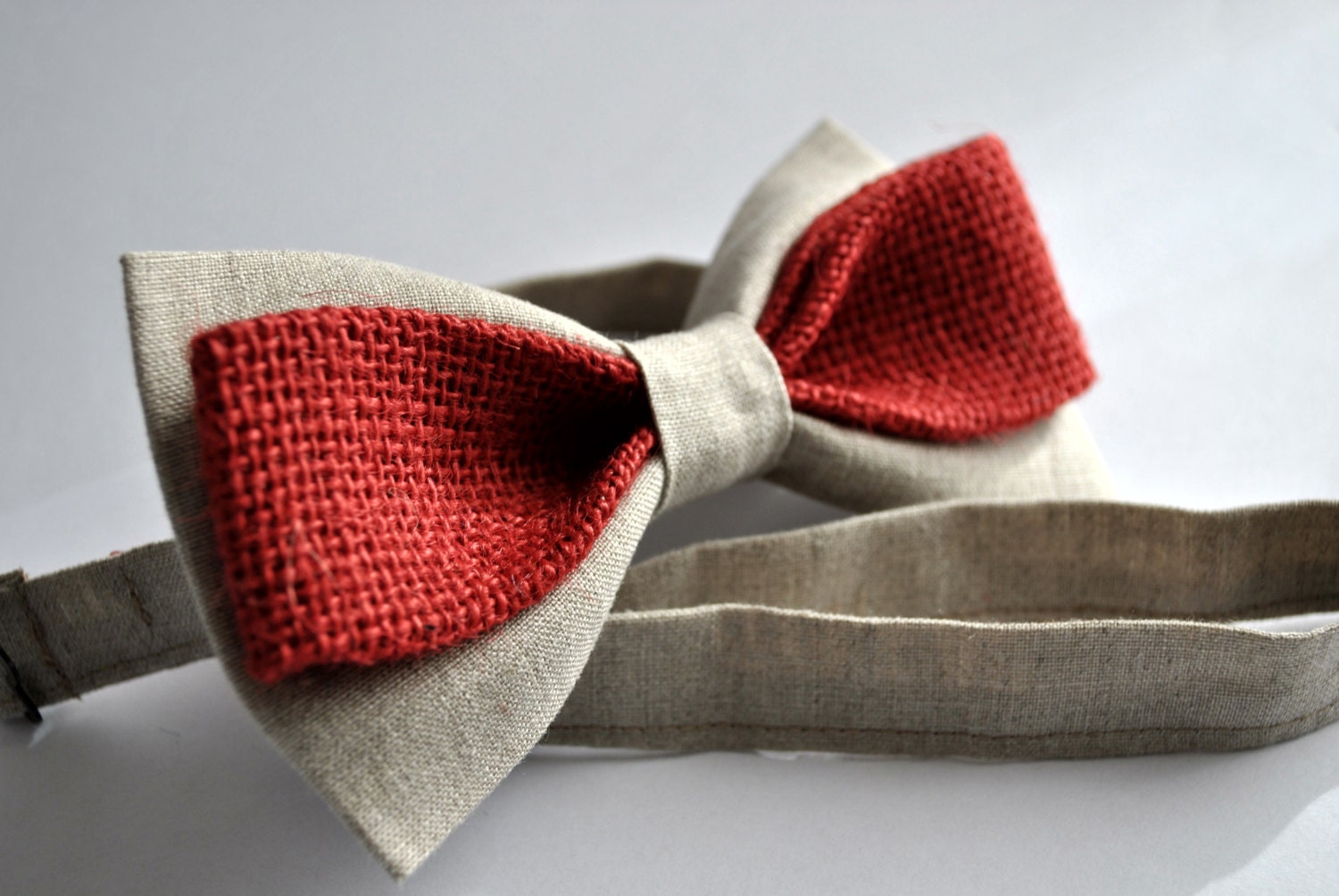Handmade Bow Tie for Men Made up of Pure Linen and Natural Red Etsy UK