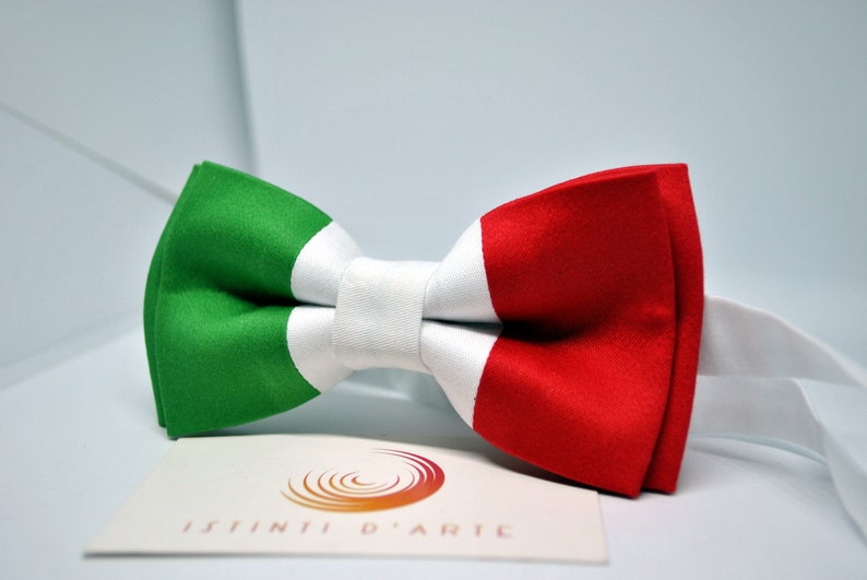 Fliege mit italienischer Flagge für Herren oder Kinder, Tricolor-Fliege, Geschenkideen für Männer, Accessoires für Männer, für ihn, originelle Accessoires Bild 2