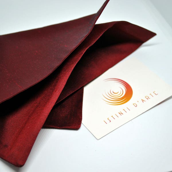 Burgundy silk handkerchief, silk, burgundy man clutch, elegant handkerchief, for him, men's accessory, pocket square