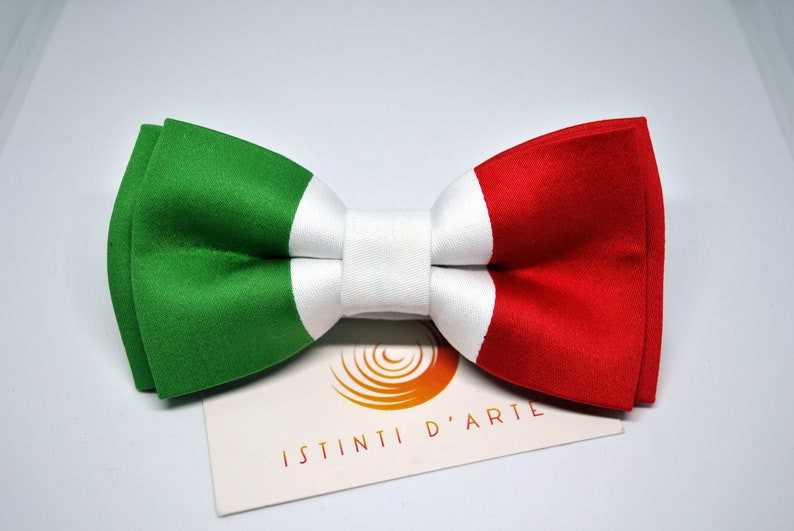 Papillon uomo o bambino bandiera italiana,papillon tricolore, idee regalo per uomo, accessori per uomo, per lui, accessori originali immagine 1