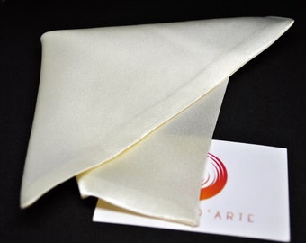 Pocket square for men made up of cream pure silk fabric