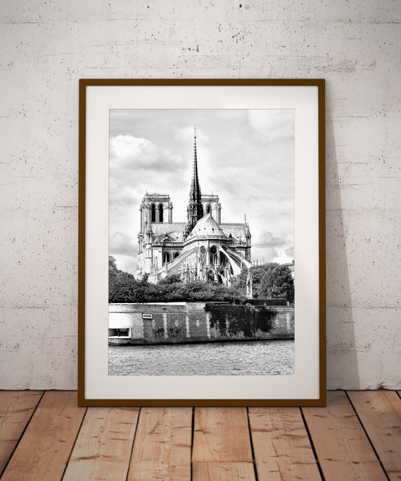 Notre Dame Wall Art Paris Print River Seine Black And White Travel Poster Fine Photography Gifts For Travelers France Cathedral
