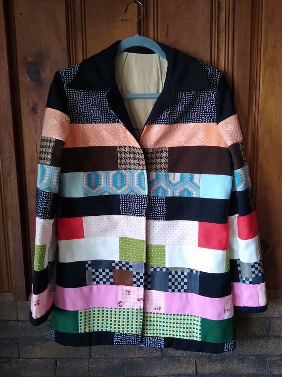 60s 70s vintage colorful quilted patchwork handmad