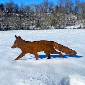 Metal Rustic Fox Landscape Decor- Garden Decoration- Rusted Yard Art- Backyard Decor-Gift for Her-Birthday Gift Sculpture