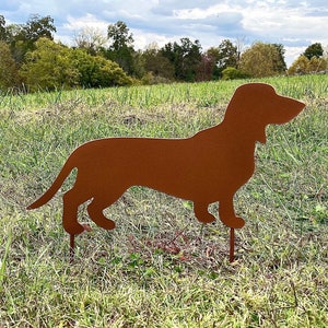 Metal Dachshund Wiener Dog Yard Art- Doggy Decor Pet Gift- Metal Dog Landscaping Gift for Her Him- Pet Loss Gift Animal Decor Porch