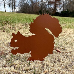 Metal Squirrel with Acorn Garden Decoration- Yard Art- Unique Woodland