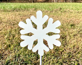 Arte de jardim em forma de floco de neve de inverno em metal - Decoração de jardim ao ar livre
